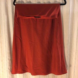 Rust Colored Satin Wavy Midi Skirt